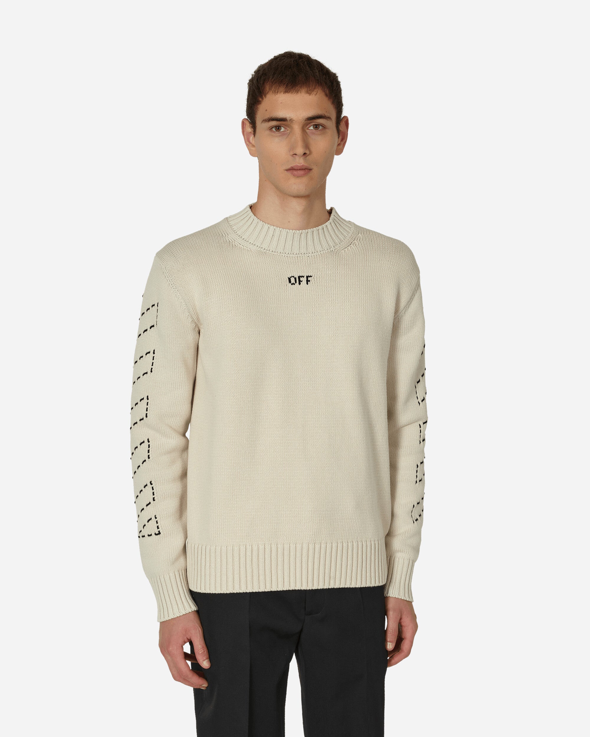 Off-White Stitch Arrows Diags Knit Sweater Beige - Slam Jam