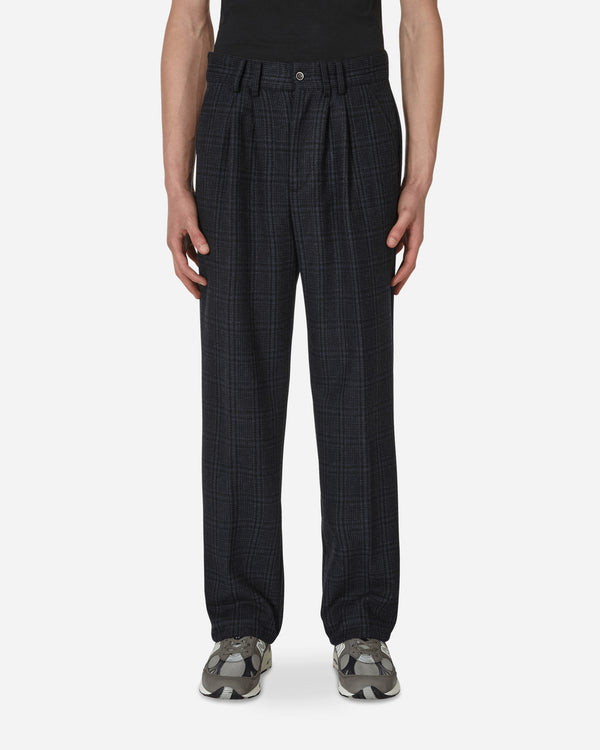Paccbet - Checked Pleated Trousers Blue