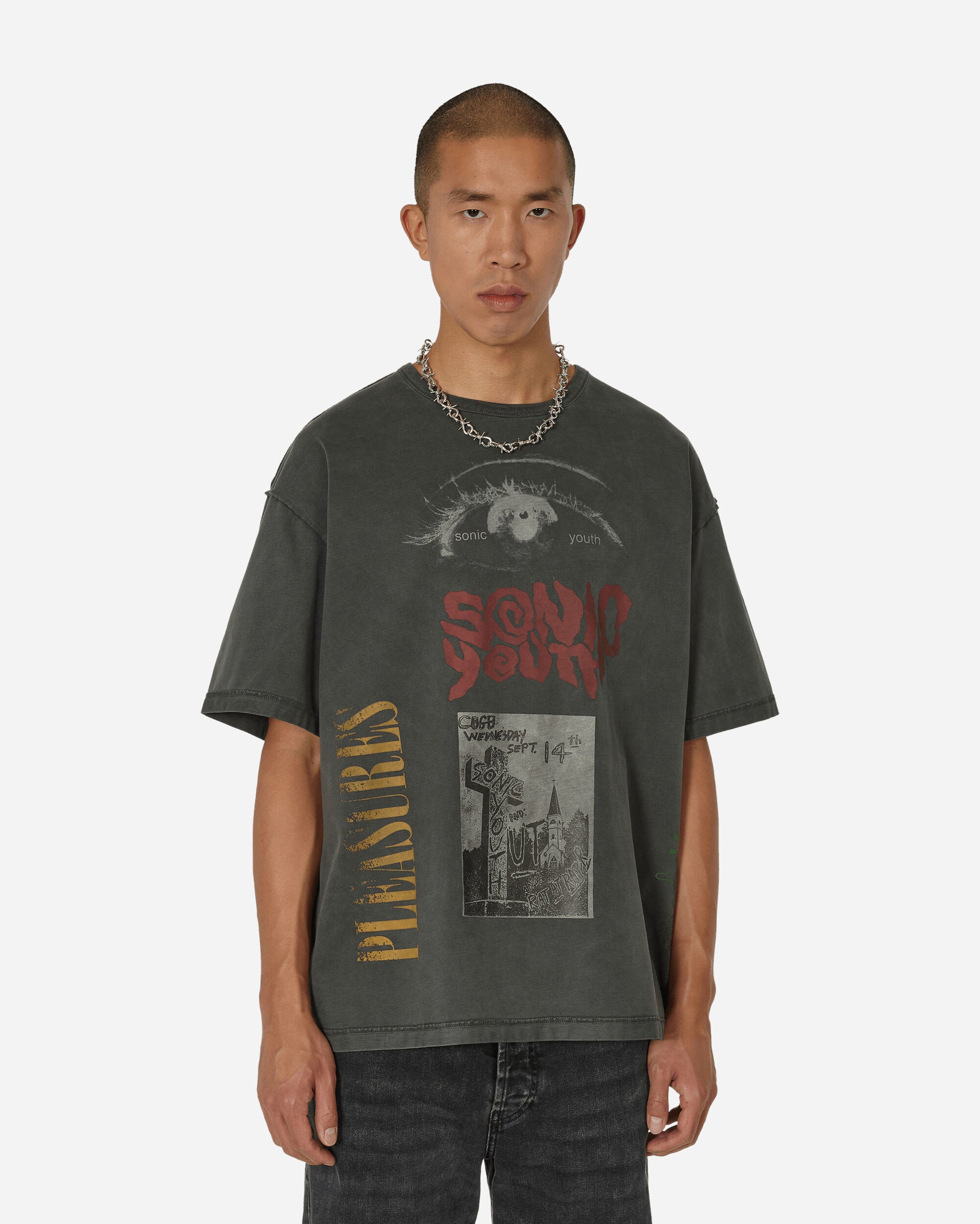 Pleasures Sonic Youth Test Print T-Shirt Grey - Slam Jam® Official