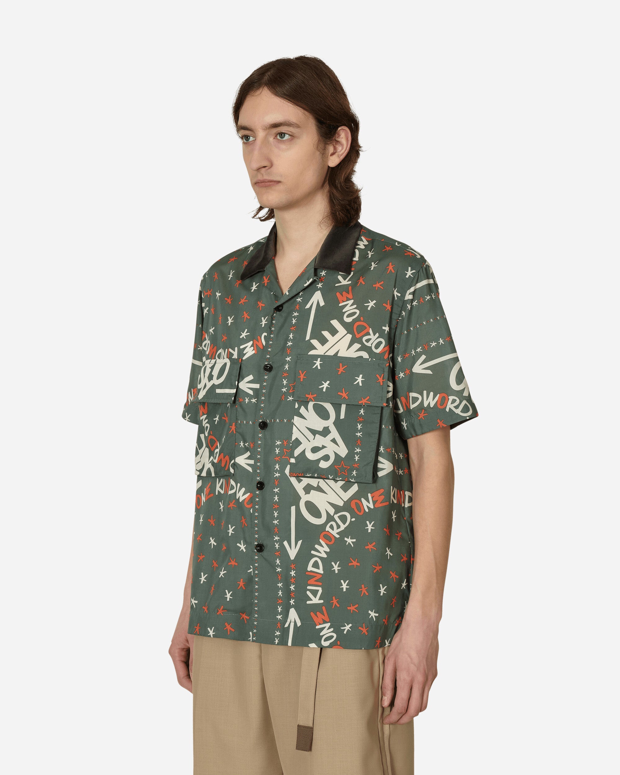 sacai Eric Haze Bandana Print Shirt Green - Slam Jam Official Store