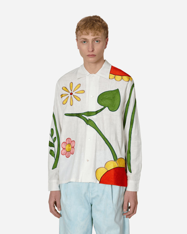 Sky High Farm - Embroidered Flower Shirt White