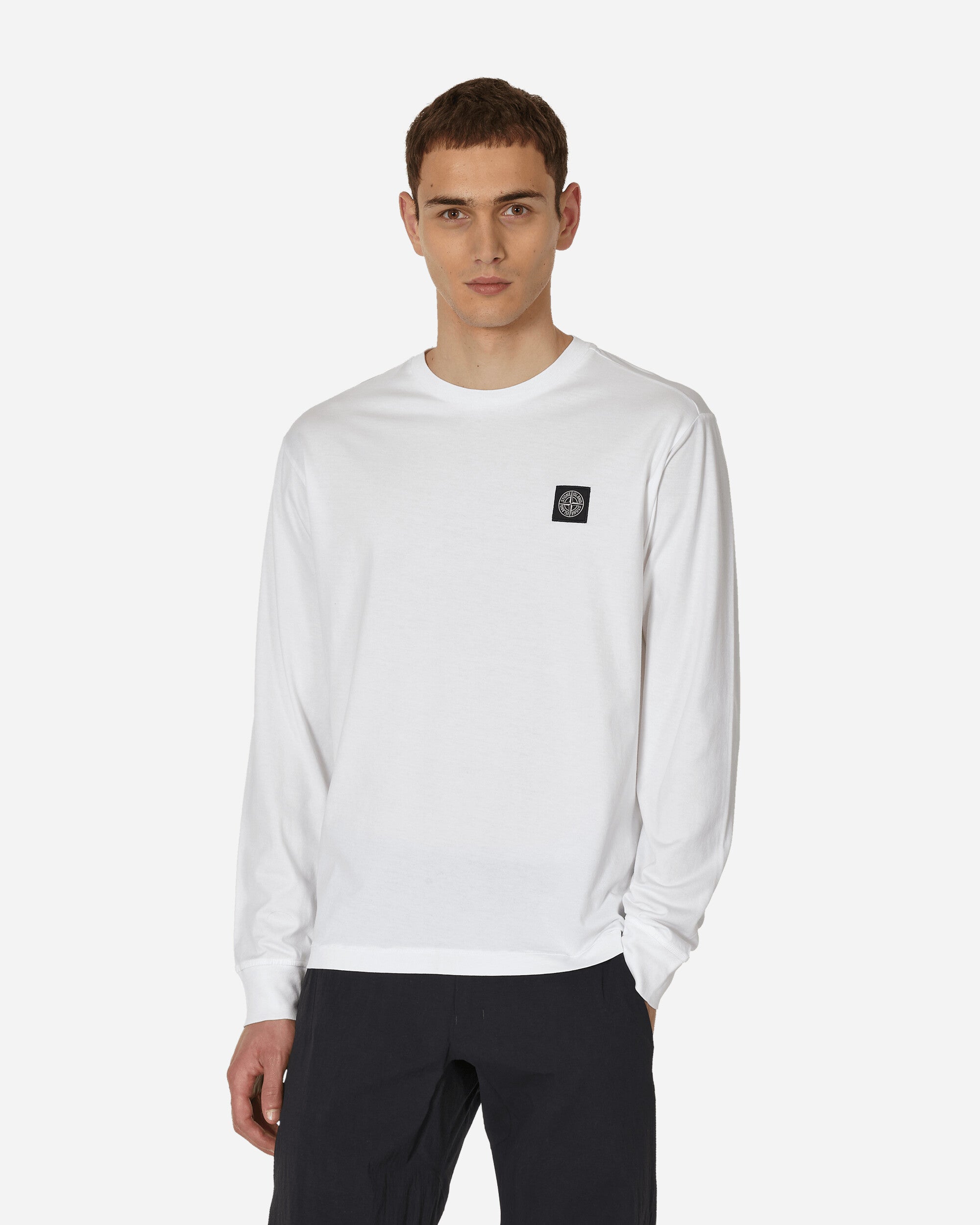 Stone island garment dyed patch sales logo tee