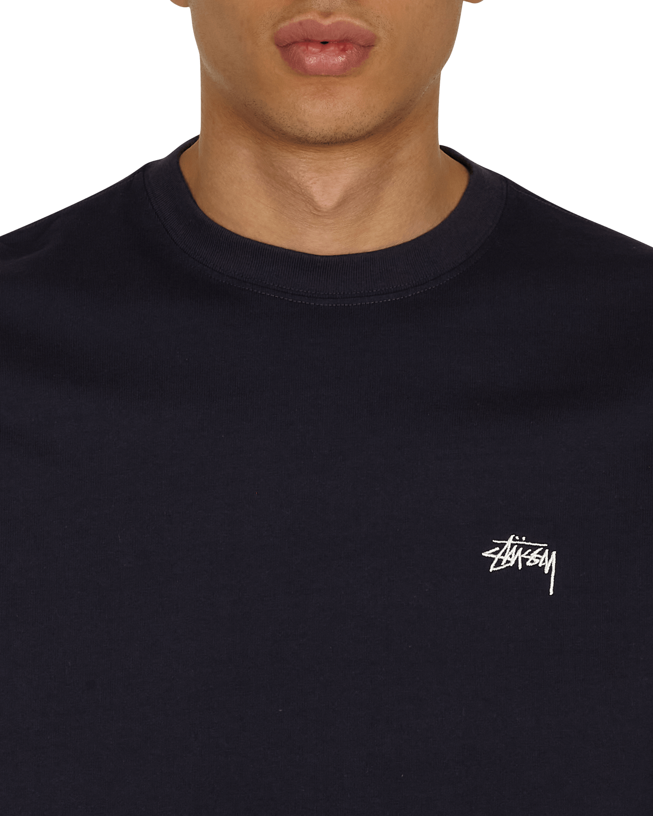 Stussy Stock Logo Ls Crew Navy Shirts Longsleeve 1140242 NAVY