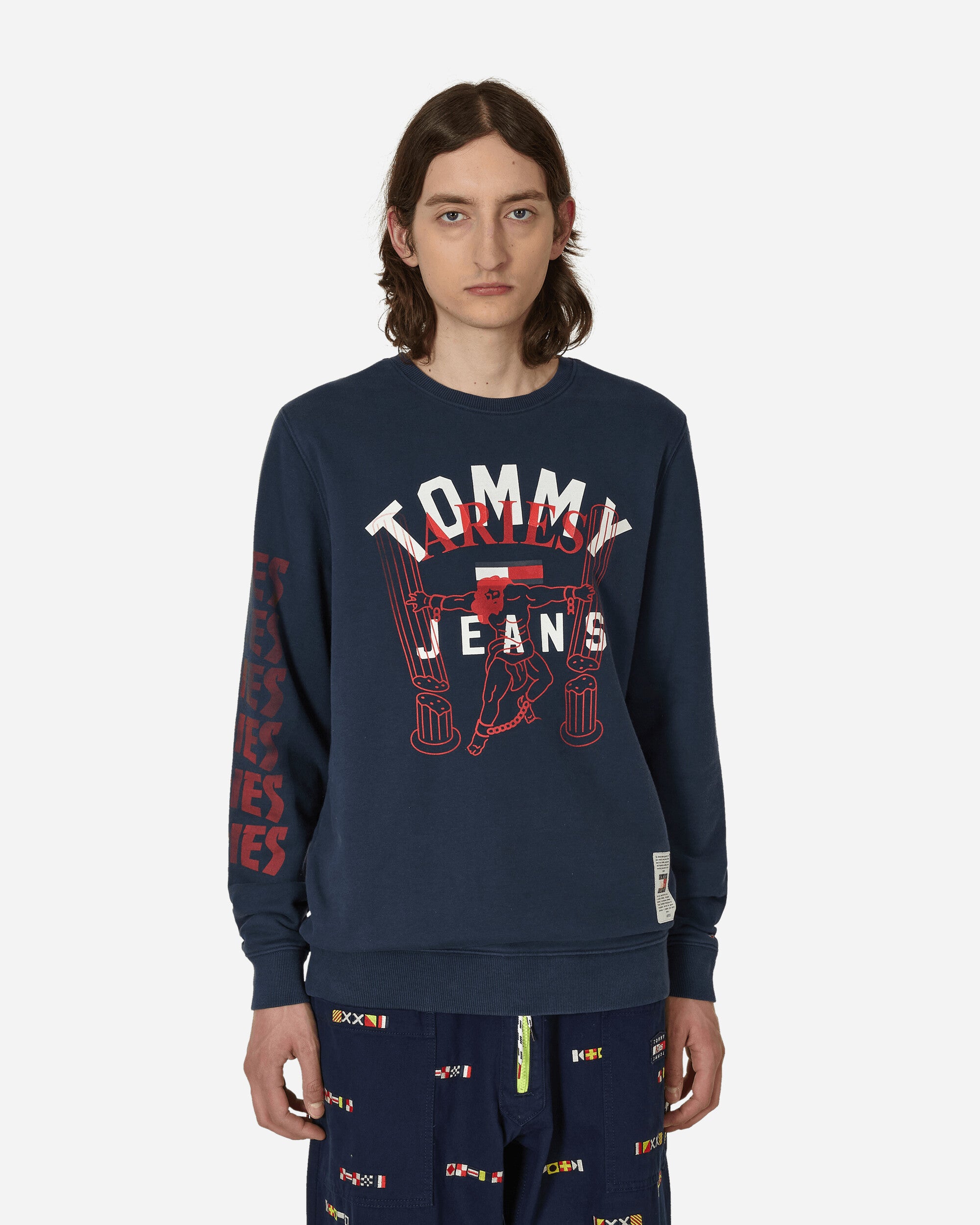 aflevere vandtæt brysomme Tommy Jeans Aries Logo Crewneck Sweatshirt Anchor Navy