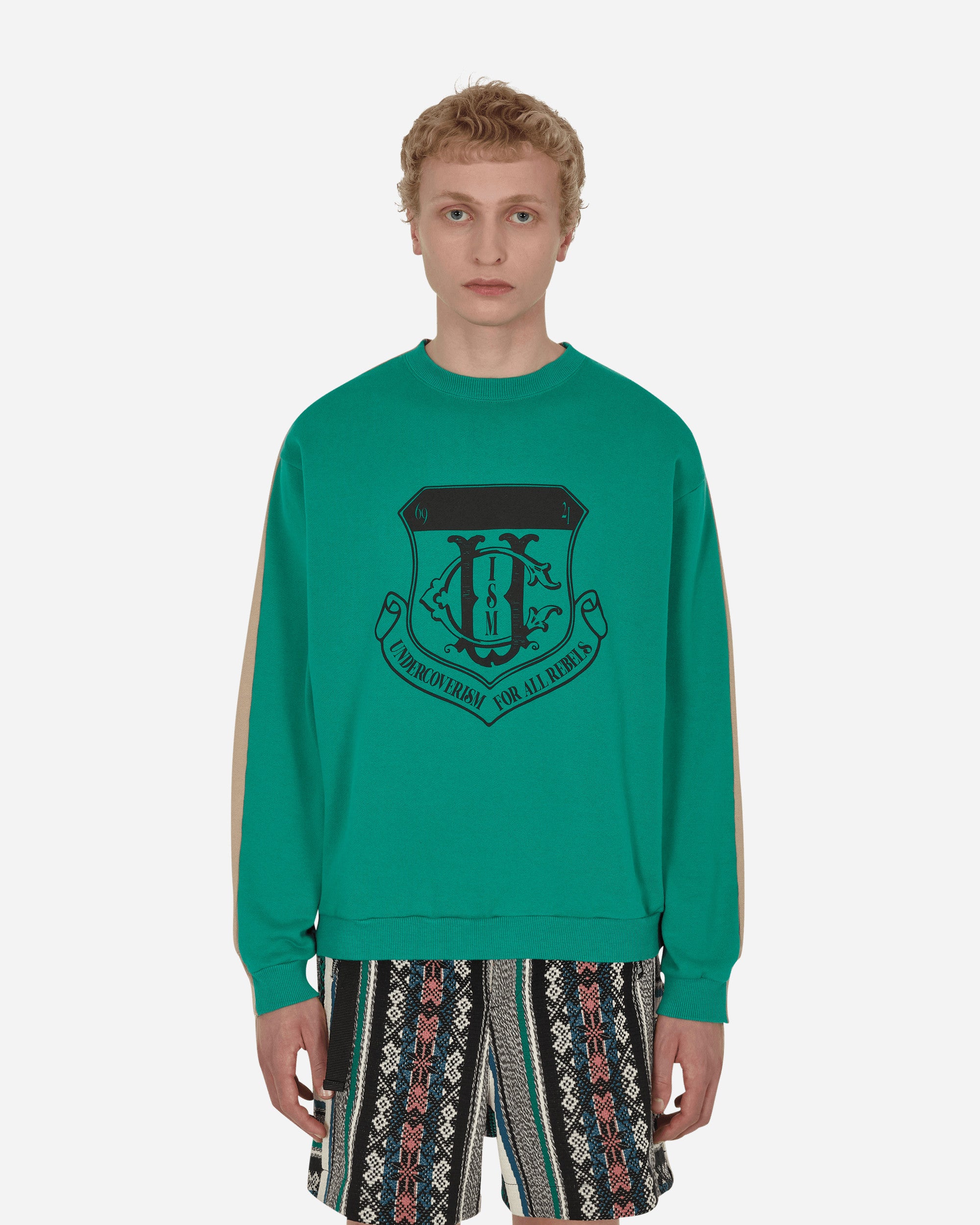 Undercoverism Color-Block Crewneck Sweatshirt Green - Slam Jam