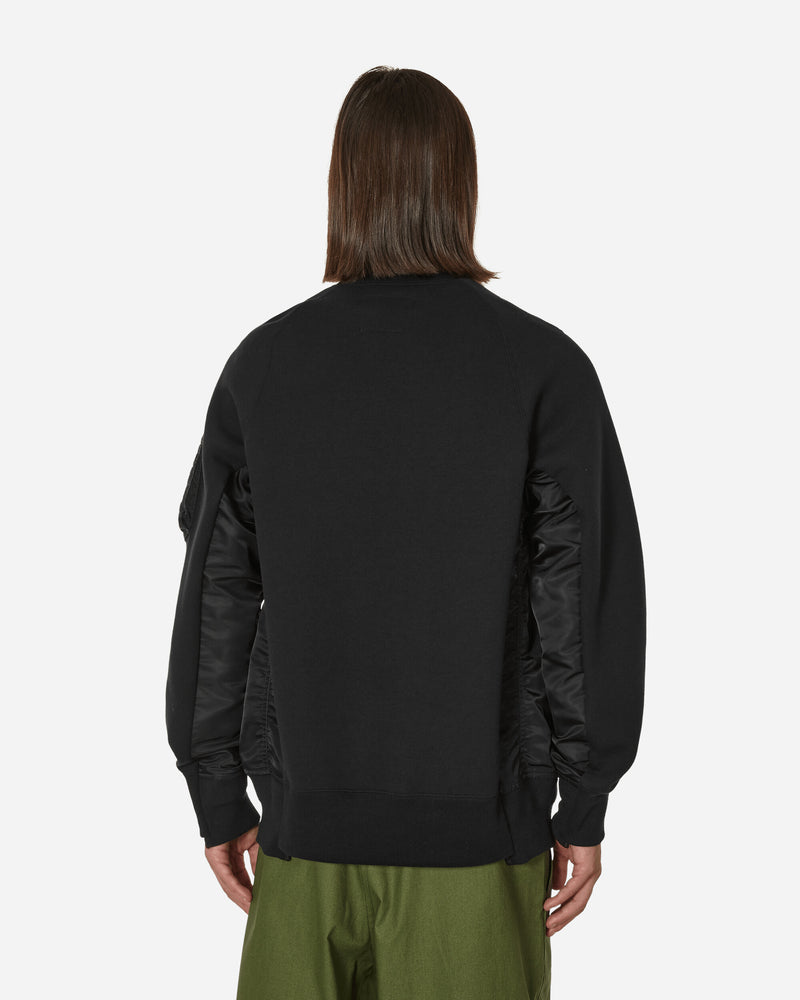 sacai Sponge Sweat x Nylon Twill Crewneck Sweatshirt Black