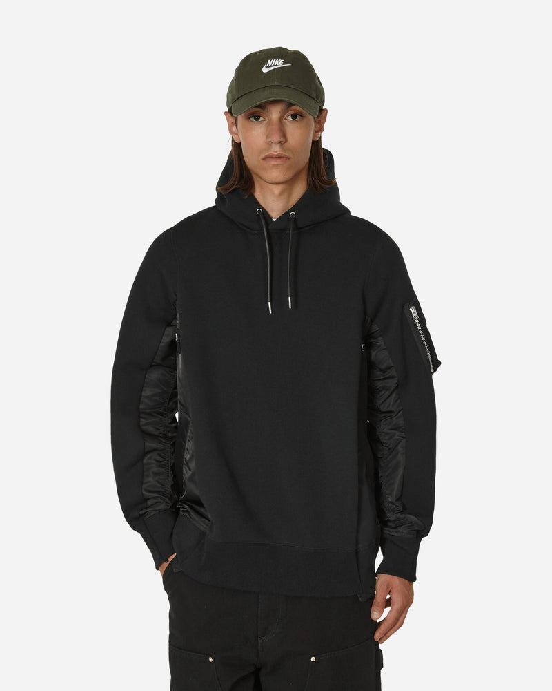 sacai Sponge Sweat x Nylon Twill Hooded Sweatshirt Black