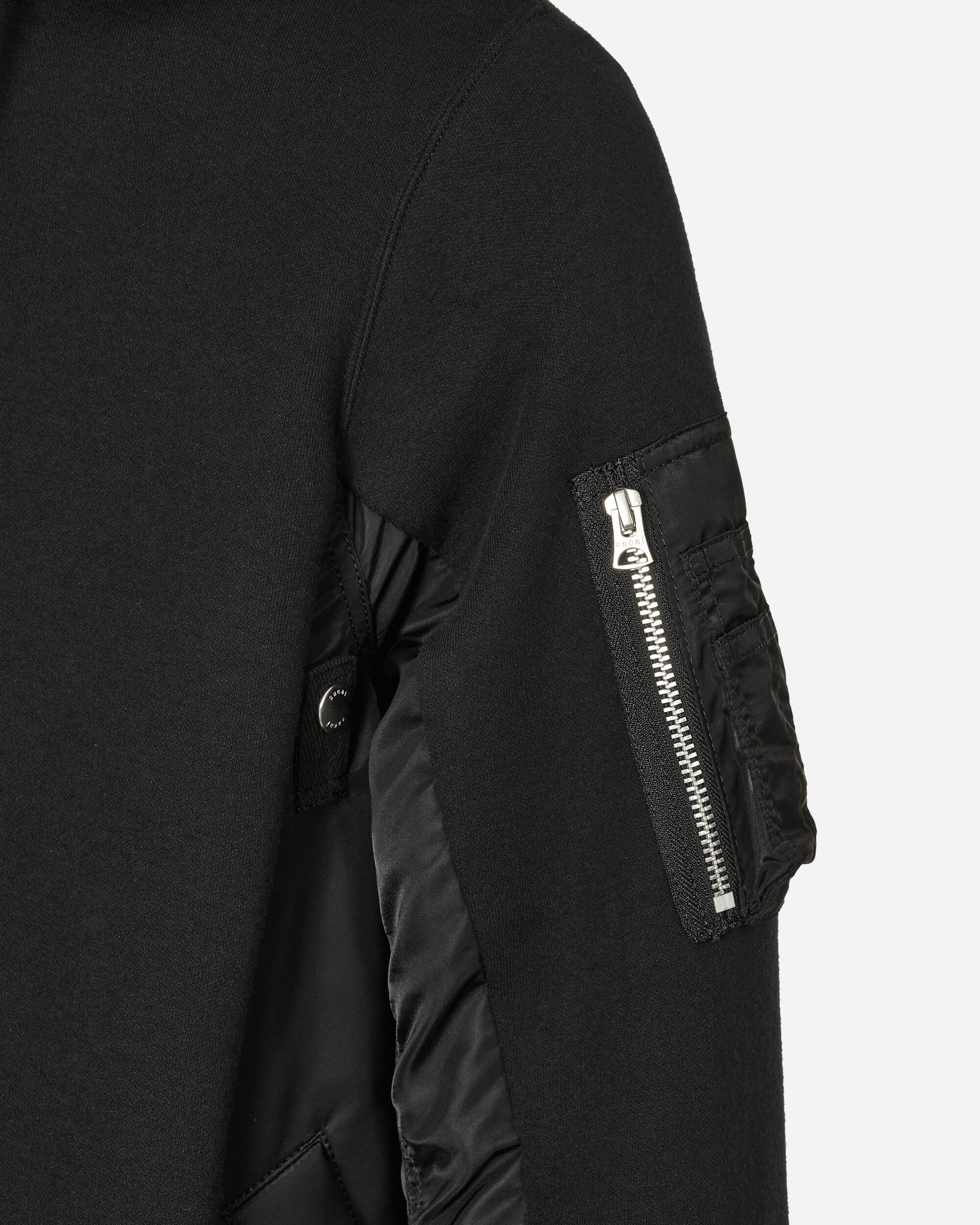 sacai Sponge Sweat x Nylon Twill Hooded Sweatshirt Black